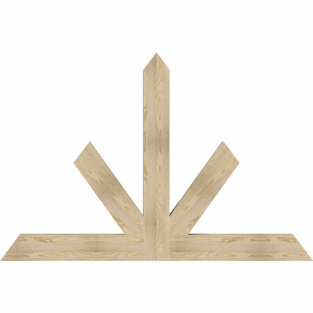 Ekena Millwork Saratoga Rough Sawn Timber Gable Bracket, Douglas Fir, 72"W x 48"H x 4"D x 6"F, 16/12 Pitch GBW072X48X0406SAR00RDF